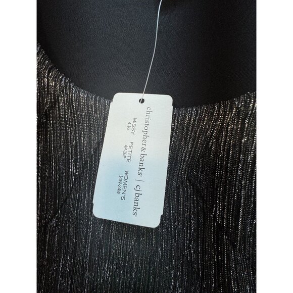 Christopher & Banks Womens Metallic Tank Top Blouse Size M Black Sleeveless NWT - Picture 3 of 9